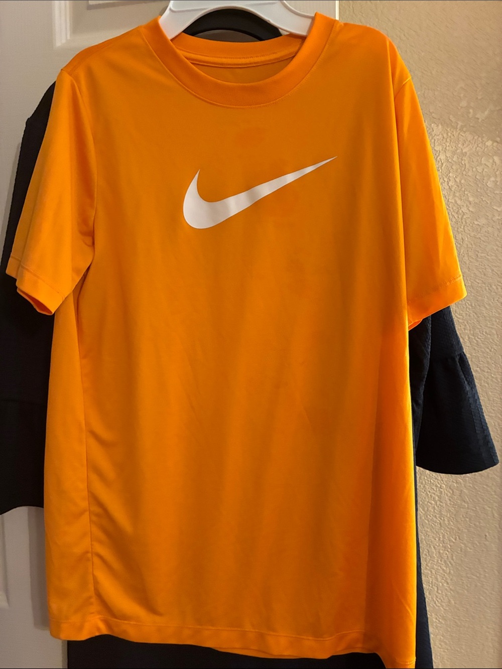 Nike Orange Short Sleeve Dri-FIT Tee with White Swoosh